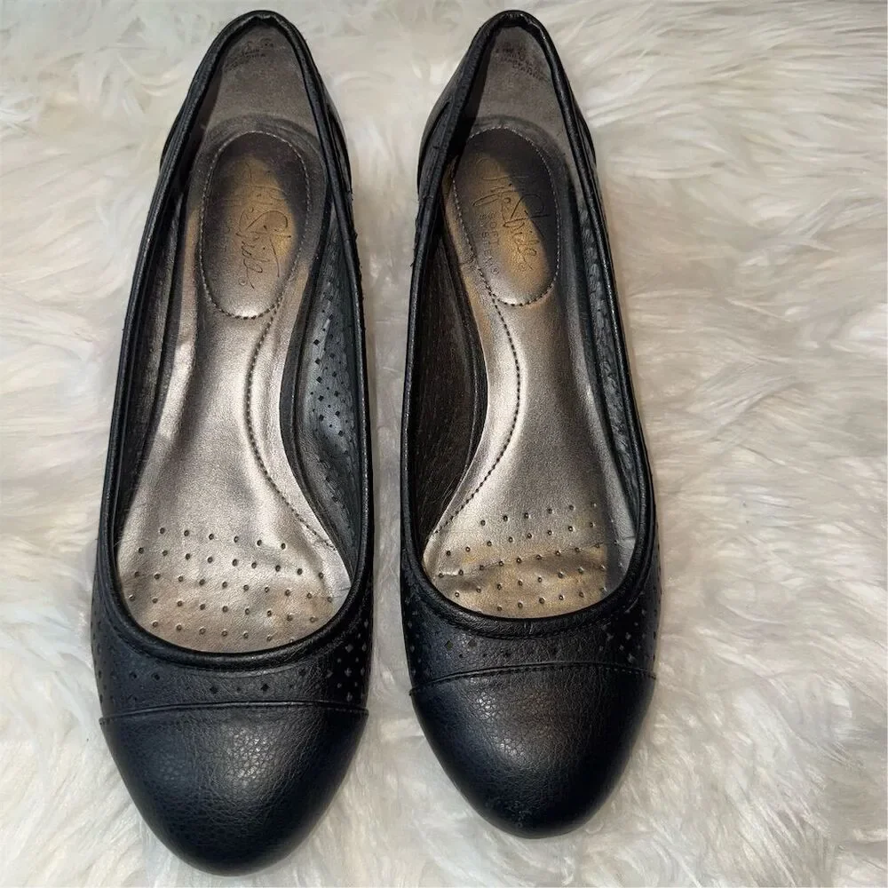 LifeStride Women's Soft System Black‎ Slip-On Wedge Shoes Size 6.5 Casual Flex